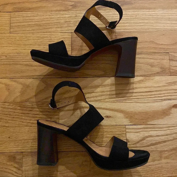 Chie Mihara heels EU 38.5 black with ankle strap closure excellent like new cond - Picture 1 of 11